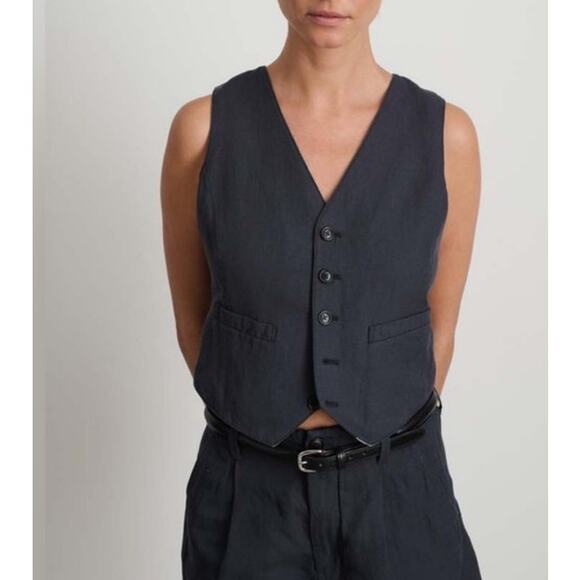 Alex Mill Kam Twill Vest in Washed Black Size Large NWOT - Picture 1 of 6
